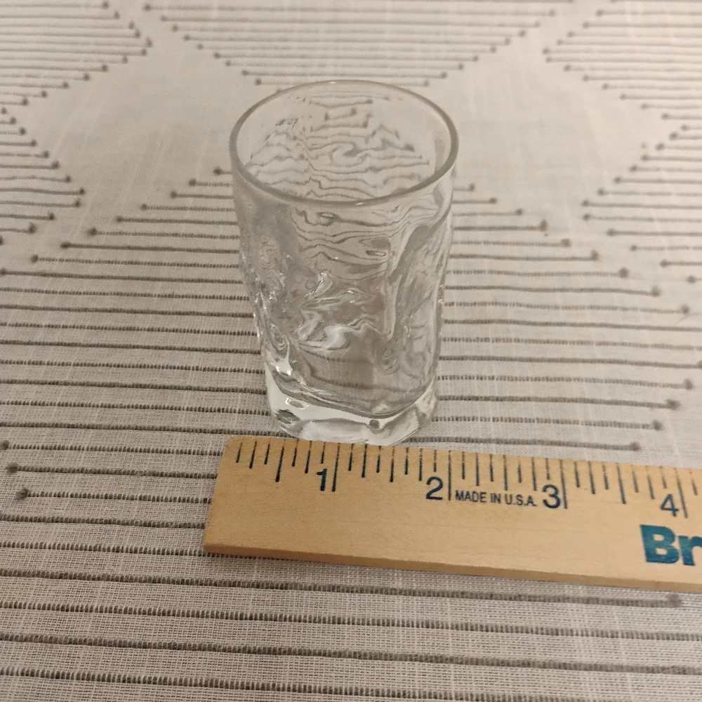 Clear Textured Glass Shot Glasses Pair Of 2